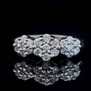 Diamond Triple Flower Cluster Bouquet of Brilliance Ring in 14k White Gold $2,450 Retail