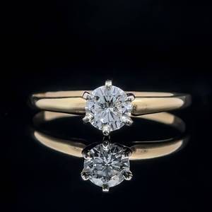 12 Carat Diamond Round Brilliant Cut Solitaire 6-Prong Ring in 14k Yellow Gold w Independant Appraisal Value $2100