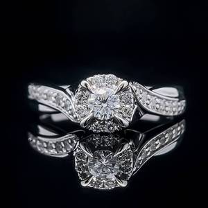 Diamond Halo Pave Illusion Composite Entwined Twist Engagement Ring in 14k White Gold $1,990 Retail
