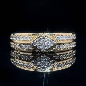 Gents Cubic Zirconia Pave Double Row Wedding Band for Him in Yellow Gold