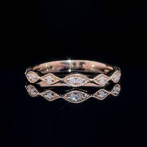 Diamond Marquise Milgrain Stack Ring in 14k Rose Gold $950 Retail