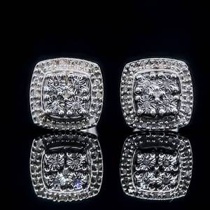 Square Diamond Halo Stud Earrings - Vintage Influence Cushion-Shaped Basket Stud Earrings