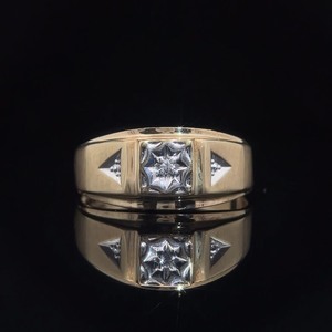 Gents Diamond Solitaire Ring in Two-Tone Gold  VIDEO 