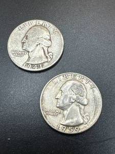 Lot of 2 Silver Washington Quarters