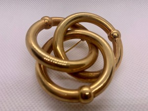 Genuine 14K Solid Gold Interlocking Ring Brooch Pin
