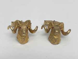 Signed Vintage 10K Gold Rams Head Cufflinks