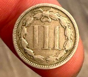 lot 35 image: 1865 Three Cent Nickel