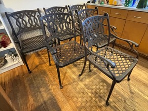lot 55 image: Set of Six Metal Patio Chairs