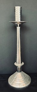 lot 56 image: Pair of Decorative Tall Metal Candle Holders
