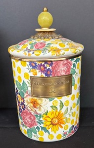 lot 4 image: Pair of MacKenzie Buttercup Floral Polka Dot Canisters