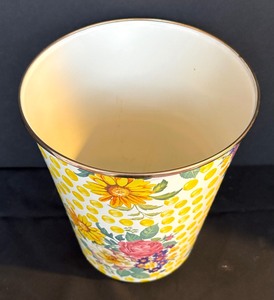 lot 64 image: MacKenzie-Childs Buttercup Floral Polka Dot Waste Basket