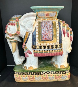 lot 66 image: Painted Enticing Elephant Stand  Stool