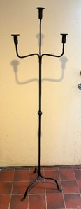 lot 89 image: Pair of Two Tall Metal Candle Holders