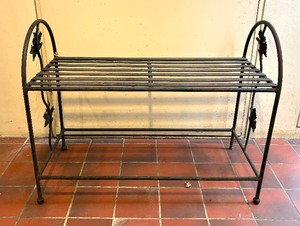 lot 95 image: Decorative Metal Bench with Leaf Design