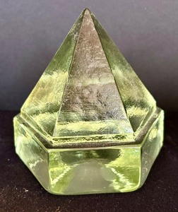 lot 97 image: Six Sensational Glass Triangle Shaped Paperweights