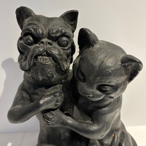 lot 167 image: Cat and Bulldog Plaster Decorative Sculpture