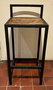 lot 170 image: Wonderful Metal Stool with Wooden Seat