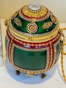 lot 36 image: Vivian Alexander Hunter Green Jeweled Egg Evening Bag, New  Retired