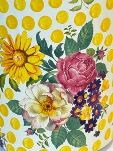 lot 41 image: Mackenzie-Childs Buttercup Yellow Dot Wastebasket - New
