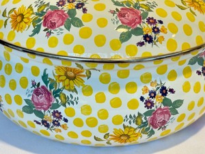 lot 125A image: Mackenzie-Childs Buttercup Yellow Dot Stockpot - New