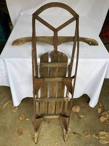 lot 308 image: Vintage Wooden Sled  Decorative Item