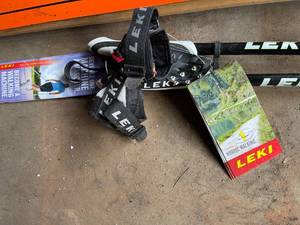 lot 338 image: Vintage Trak Deco Skis with a Pair of Leki Walking Poles
