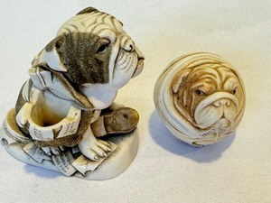 lot 173 image: Two Harmony Kingdom Bulldog Figurine Trinket Boxes