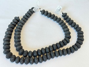 lot 190 image: Two Strands of Rondelle Lava Stone Beads