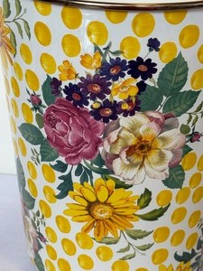 lot 200 image: Mackenzie-Childs Buttercup Yellow Dot Waste Basket, New