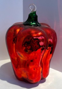 lot 202 image: Six Shiny Department 56 Red Pepper Ornaments