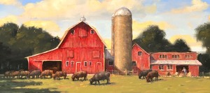 lot 225 image: Summer the Farm Framed Original Oil Painting by Todd Voss