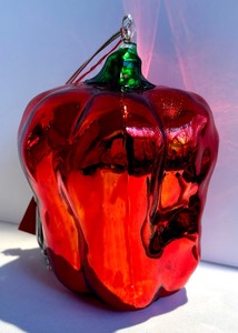 lot 227 image: 5 Red Pepper Department 56 Glass Ornaments