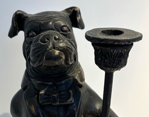 lot 284 image: Remarkable Resin Bulldog Butler Candle Holder