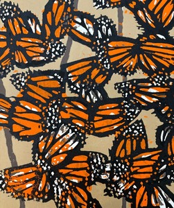 lot 285 image: Fall Monarchs Framed Studio Proof Wood Cut by Charles Beck