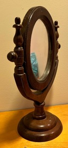 lot 345 image: Vintage Wooden Mirror Dresser Top Stand