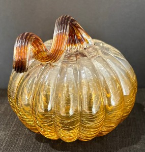 lot 409 image: Two Beautiful Blown Glass Pumpkin Figurines