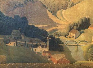 lot 474 image: Stone City Framed Print by Grant Wood