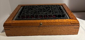 lot 510 image: Wooden and Cast Iron Decorative Hinged Box