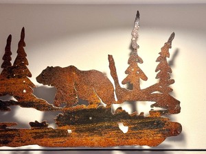 lot 28A image: Rustic Metal Northwood Themed Wall Sculpture