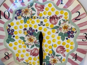 lot 459 image: Mackenzie-Childs Buttercup Floral Yellow Polka Dot Wall Clock