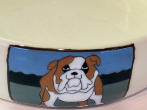 lot 451 image: Holmquist Pots Dog Dish, Bulldog Motif
