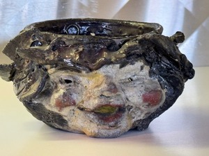 lot 372 image: Artisan Unique Face Figurine Planter