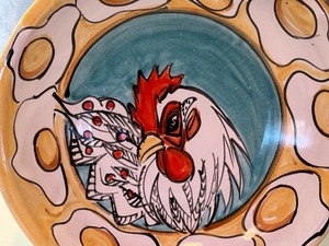 lot 373 image: Karin Kraemer Rooster Lipped Pottery Bowl