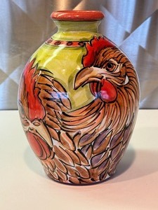 lot 374 image: Karin Kraemer Rooster Pottery Vase