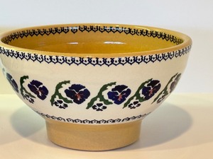 lot 376 image: Pair of Nicholas Mosse Pansy Print Pottery Bowls