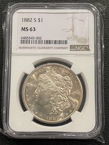 lot 16 image: 1882-S Morgan Dollar NGC MS63