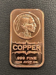 lot 36 image: 1 Ounce .999 Fine Copper Bar