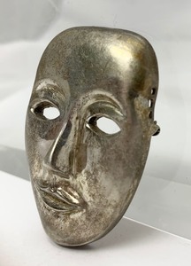Large Sterling Silver FaceMask Brooch