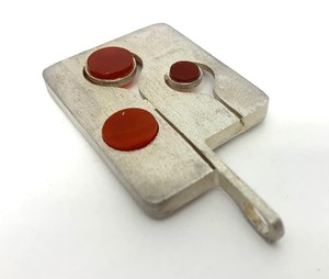 Modernist Sterling Silver Pendant w Carnelian