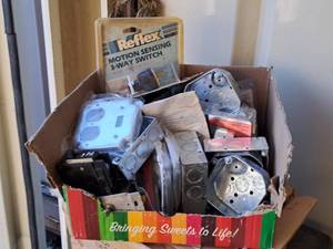 lot 559 image: Lot of (1 Box) Misc. Electrical Parts and Supplies - Boxes, Face Plates, Switches